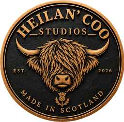Personalised laser engraved gifts, custom slate and wooden coasters and 3D printed creations by Heiland Coo Studios in Aberdeenshire, Scotland